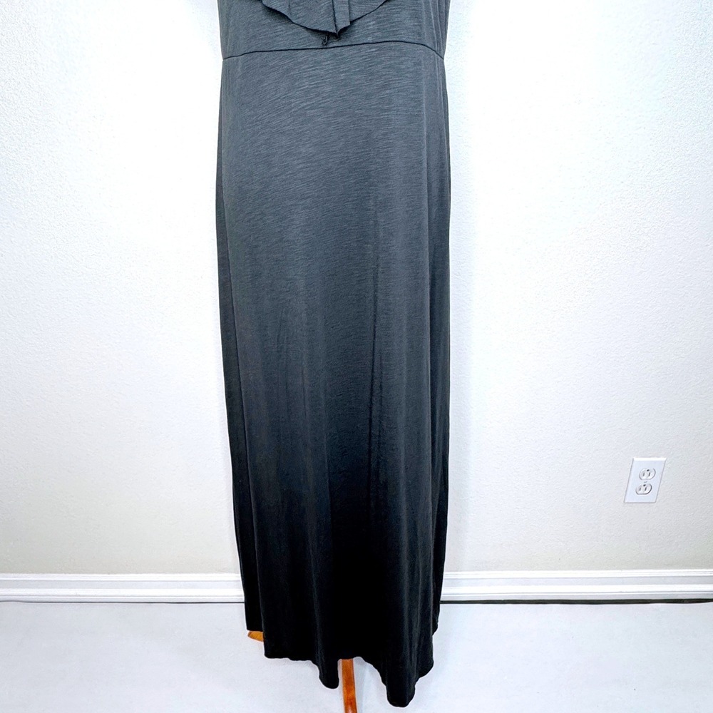 SOFT SURROUNDINGS NWT Sleeveless Maxi Dress M Black Modal Knit Raw Hems Casual - Picture 5 of 12